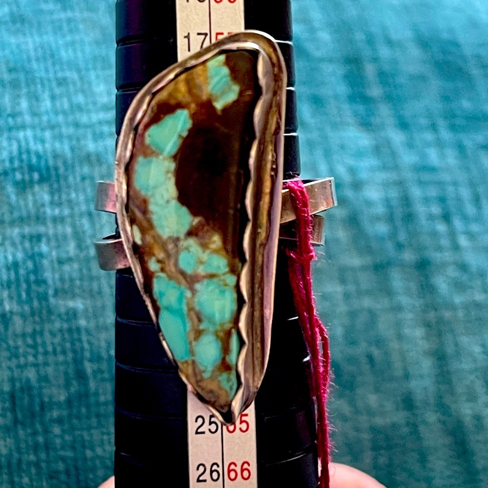 Sterling Silver and turquoise ring size 9 1/2- 9 3/4 item # 0007